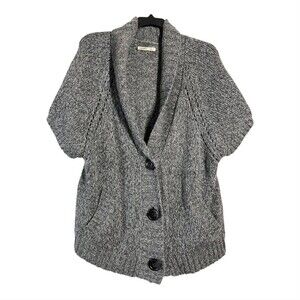 Old Navy Womens Cardigan Size XL Gray Button Up Short Sleeve Pockets Lightweight